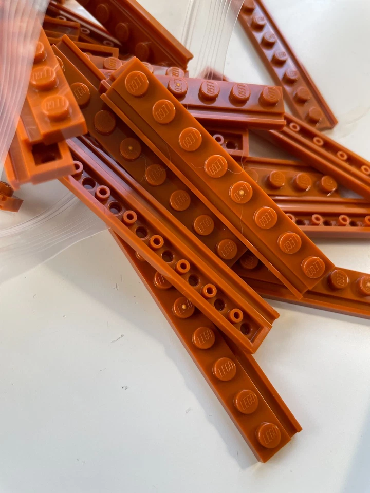 LEGO-NUEVO--#4510-NARANJA OSCURO-PLACA MODIFICADA 1 X 8 CON RIEL DE PUERTA-10 PIEZAS Foto 1 de 1