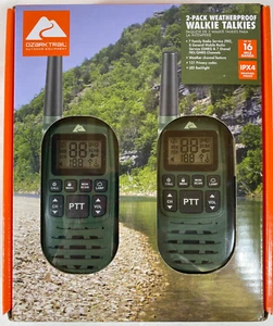 Walkie talkie Ozark Trail 16 miglia 22 canali - resistente alle intemperie IPX4 - verde - nuovo - Foto 1 di 2