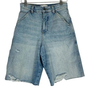 Zara Womens High Waist Thigh Length Jean Shorts Size 2 Grunge Y2k Casual Baggy - Picture 1 of 9