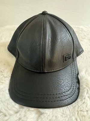 Gorra de béisbol ajustable SEAN JOHN de cuero sintético negra logotipo limpio para hombre Foto 1 de 4