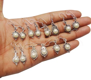 20Prs Pearl Gemstone Earring Bulk Lot 925 Sterling Silver Overlay WHE-8 - Picture 1 of 23
