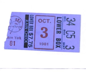 OCT 3, 1981 BALTIMORE ORIOLES @ NY YANKEES TICKET STUB, EDDIE MURRAY HOMERUN - Picture 1 of 1