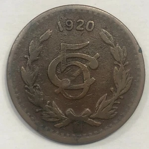 1920 Mexico Five Centavos Foreign Coin #1986 - Picture 1 of 2