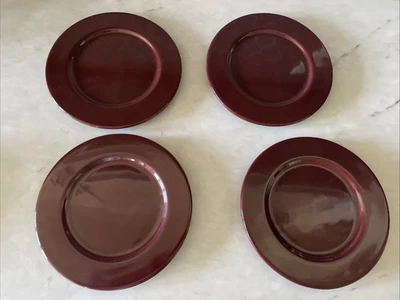 Vintage Ralph Lauren 4 Redish Brown/Maroon glazed pottery 9" plates Made Italy - Image 1 of 4