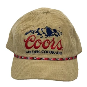 Coors Banquet Hat Corduroy Snapback Golden Colorado Khaki Tan Vtg Style Rope Cap - Picture 1 of 6