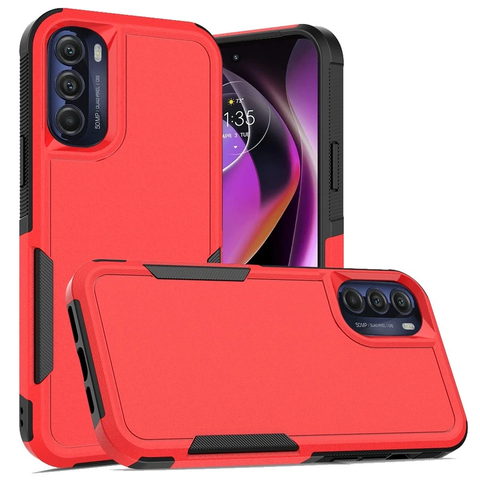 "GSA 坚固混合防震保护壳 适用于摩托罗拉 Moto G 5G - 红色/黑色" — 第 1/1 张图片