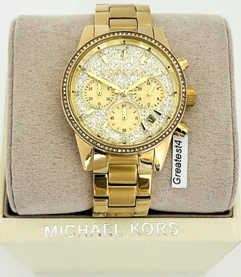 New Michael Kors Bryant MK7310 Gold Tone Chronograph Quartz 37 mm Ladies Watch - Image 1 of 4