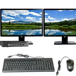 HP Dual Monitor Computer Intel i5 16GB 256GB SSD Dual 22" LCD Windows 10 Pro PC - Picture 1 of 4