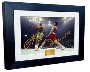12x8 Joe Frazier vs Muhammad Ali Fight Poster Boxing Picture Frame Signed Colour - Picture 1 of 2