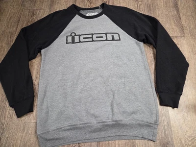 Icon Men's Slant Crewneck Black Gray Sweatshirt Pullover Large - Image 1 of 4