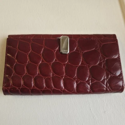 Cartera vintage Furla de cocodrilo rojo oscuro en relieve Foto 1 de 4