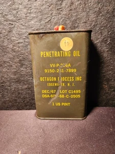 VINTAGE US Army Penetrating Oil Can Dated Dec/67 Octagon Process Inc - Edgewater - Picture 1 of 8