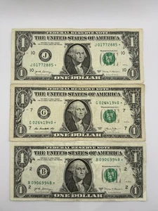 Billete estrella lote de 1 dólar 3 billetes fechas mixtas - Imagen 1 de 2
