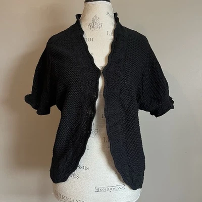 Top para mujer negro de ganchillo SS 1x cierre único volantes boho caprichoso hada oscura Foto 1 de 4