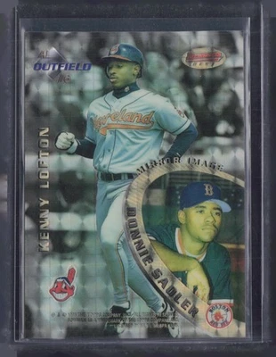 1996 Bowman`s Best Atomic Refractor Kenny Lofton Sadler Barry Bonds Andruw Jones - Image 1 of 2