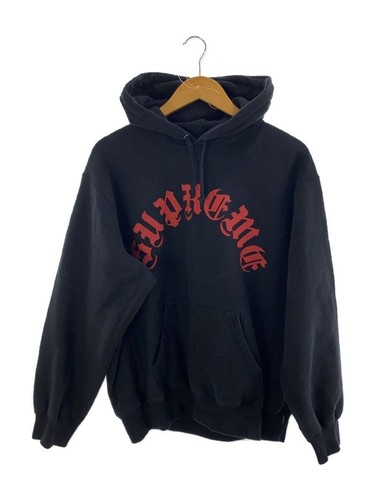 Felpa Supreme con cappuccio 24AW stampata arco M cotone nero leggermente usata