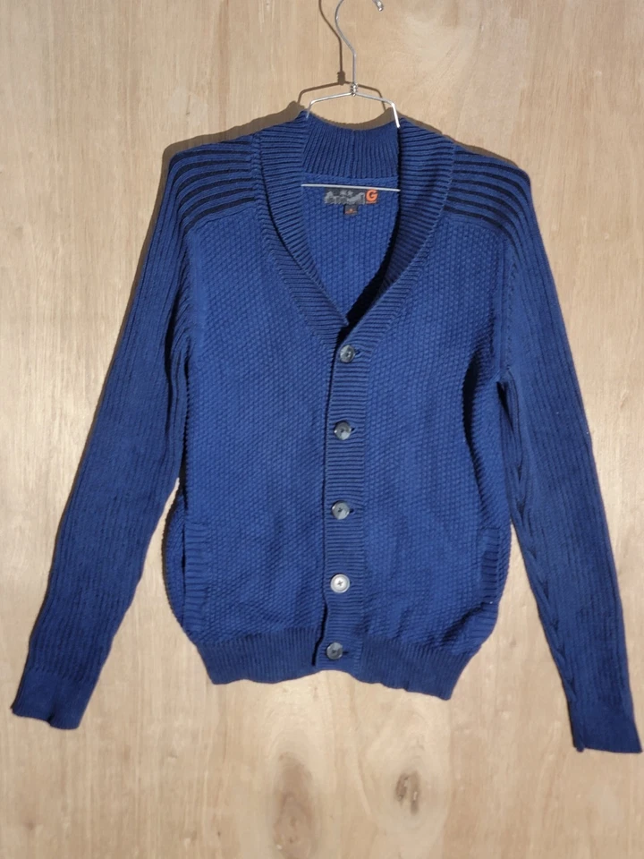 G by Guess Men's Blue Knit Cardigan Shawl Collar Button Front Sweater Size S - Image 1 of 4