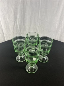 4 Martha Stewart MSE Green Optic Water Glasses w/Horizontal Banded Lines Vintage - Picture 1 of 6