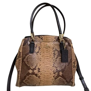 COACH Brown Snakeskin Embossed Leather MINETTA Satchel w/Long Strap F35271 - Picture 1 of 21