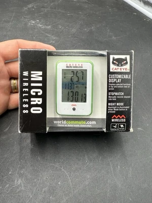 NEW CATEYE CC-MC200W Micro Wireless Cycle Computer Green/White - Image 1 of 4
