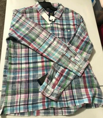 POLO RALPH LAUREN Men's 2XL-Tall Classic Fit Bleached Plaid Flannel Shirt NWT - Image 1 of 4