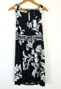 White House Black Market Womens Sleeveless Summer Dress Black White Size XS NEW - Picture 1 of 10