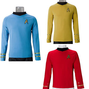 TOS Costume Cosplay Captain Kirk Yellow Shirt Spock Blue Red Uniforms