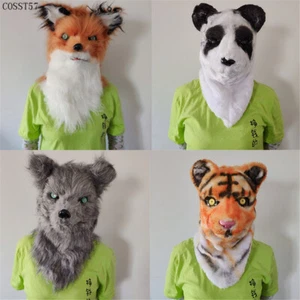 Animal Full Mask Helmet Cosplay Props Fox Wolf Tiger Head Movable Mouth Headgear - Picture 1 of 13