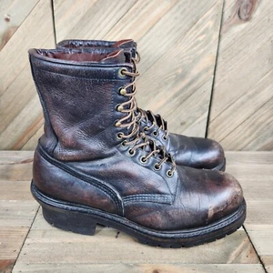 Vintage Red Wing Shoes Steel Toe Leather Logger Lineman Boots Size 9 D USA Made - Picture 1 of 11