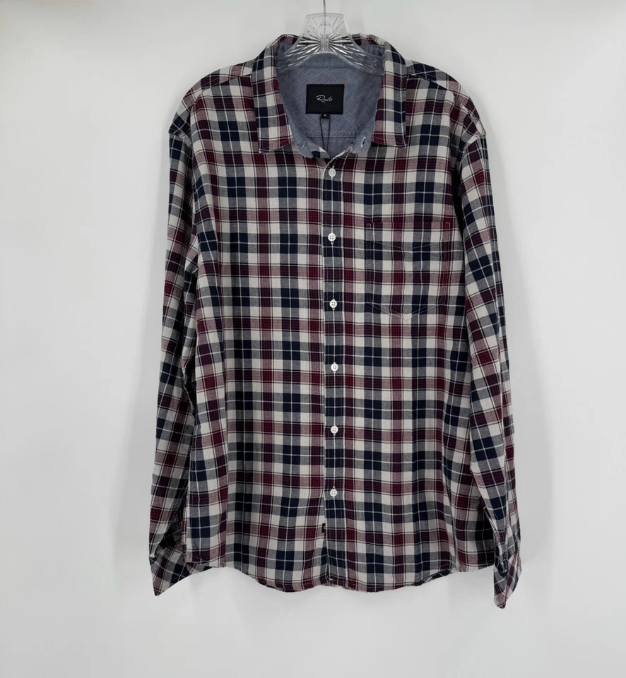 Rails Mens Blue Red Plaid Flannel Sundown Chambray Owens Button Shirt Sz XL - Image 1 of 4