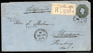 CHILE, SOBRE COLON IMPRESO,DE SANTIAGO A ALEMANIA (SO-178) - Picture 1 of 2