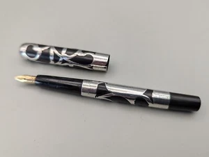 VERY RARE "Salz" Sterling Silver Filigree Eye Drpper Fountain Pen 14K Nib - Picture 1 of 13