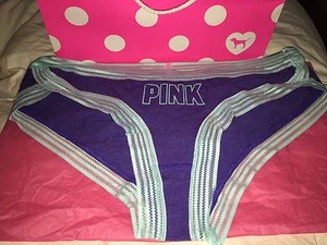 PINK Victoria's Secret Extra Low Rise Hipster LOGO Purple/Teal  Sz LG  NWT - Picture 1 of 5