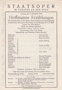 OPERNPROGRAMM BESETZUNGSZETTEL CAST SHEET OPERA PROGRAM VIENNA WIEN - Bild 1 von 1