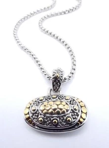 ÚNICO BALINÉS Plata Oro Lunares Textura Ovalado Colgante Caja Cable Cadena Collar - Imagen 1 de 11