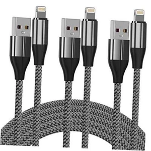 iPhone Charger Cable (3 Pack 10 Foot), [MFi Certified] 10 Feet Nylon Braided  - Picture 1 of 7