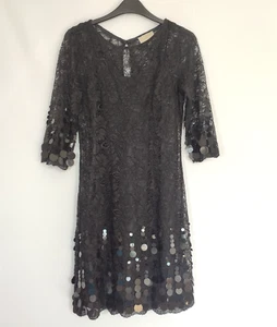 Jenny Pakham No.1 Black Lace Mini Dress, Lined, Sequins, 83% Viscose - Size 8 - Picture 1 of 16