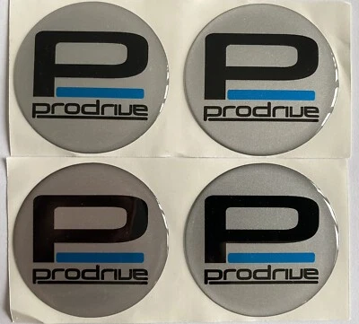 ALLOY WHEEL PFF7 GT1 PRODRIVE DOMED RESIN CENTRE CAP STICKERS X4 SILVER 60MM - Image 1 of 4