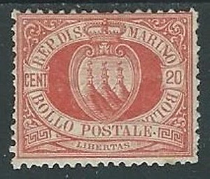 1877-90 SAN MARINO STEMMA 20 CENT MH * - M15-8 - Picture 1 of 1
