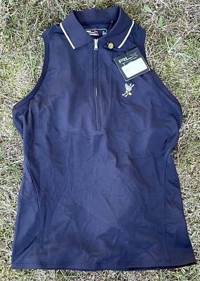 Новый с Ярлыками RLX Ralph Lauren без рукавов 1/4 молнии рубашка-поло черный Miso вязаный женщин SZ M - Изображение 1 из 4