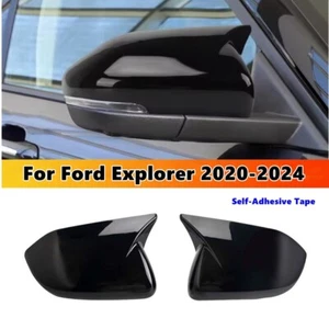 Gloss Black OX Horn Side Wing Mirror Cover Caps For Ford Explorer 2020-2024 - Picture 1 of 7