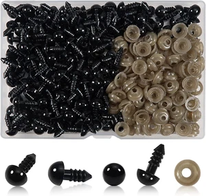 150Pcs 8Mm Black Plastic Safety Eyes Crafts Safety Eyes with Washers for Stuffed - Picture 1 of 7