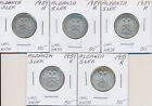 ALBANIA LOT OF 5 SILVER 5 LEK 1939 R KM# 34 - ALL UNC UNCIRCULATED COINS