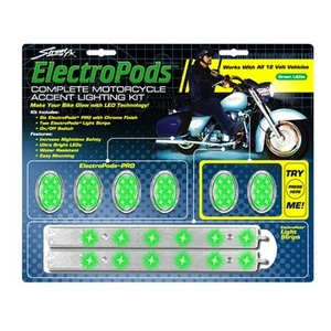 STREET FX ELECTROPODS® Complete Motorcycle LED Kit -Green/Chrome,new,12v,1043332 - Picture 1 of 2