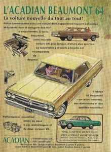 1964 BEAUMONT ACADIAN AUTOMOBILE ORIGINAL AD IN FRENCH - Picture 1 of 1