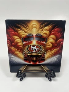 San Francisco 49ers Ceramic Tile Home decor mancave Drink Coasters & Easel Stand - Imagen 1 de 6