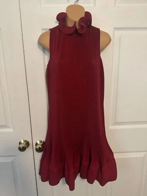 Tibi Pleated Ruffled Sleeveless Red Dress XS  - Image 1 of 4
