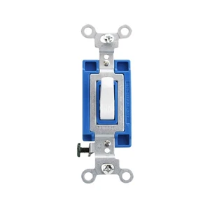 HUBBELL TOGGLE SWITCH CS1201W SINGLE POLE 15A 120/277V SIDE WIRE, WHITE - Picture 1 of 3