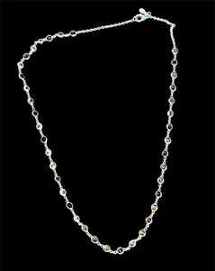 Sterling Silber Amethyst Citrin Peridot Granat Blautopas Halskette Neu - Bild 1 von 6