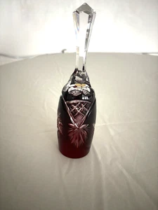 Vintage tiefrote gefasste geschliffene klare Kristallglocke handgefertigt in Ungarn C9 - Bild 1 von 7